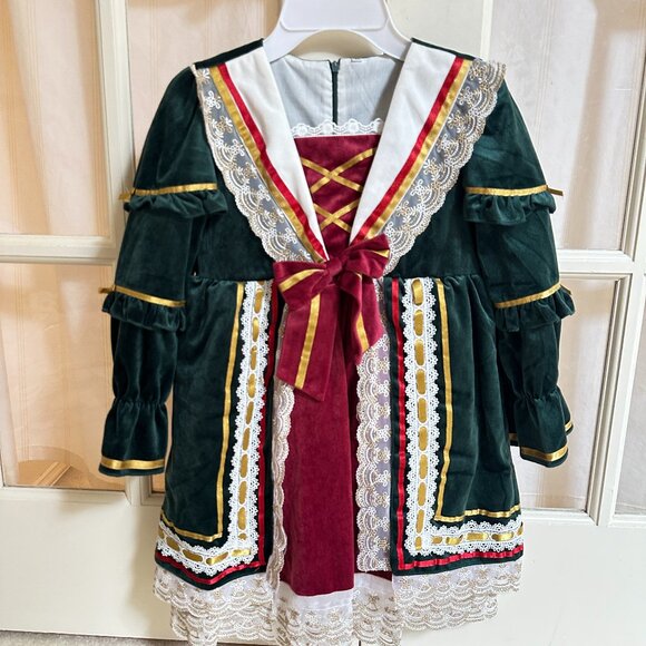 Christmas Princess Dress-Victorian Holiday Costume for Girls-Velvet & Lace 7~8T - Picture 1 of 4